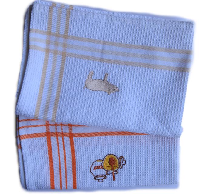 Χαριτωμένες Floral πετσέτες τσαγιού με το κεντημένο λογότυπο, τυπωμένες συνήθεια πετσέτες τσαγιού 