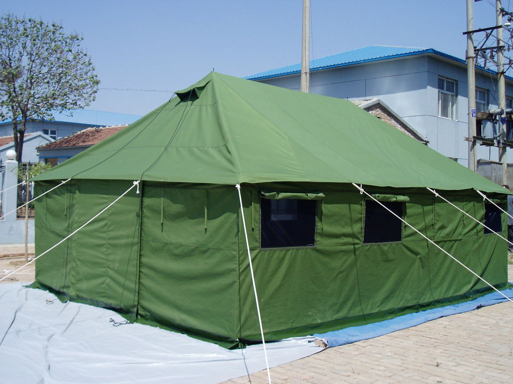 Refugee PVC Fabric Canvas Army Tent Rot Proof With Strong Wind Resistant